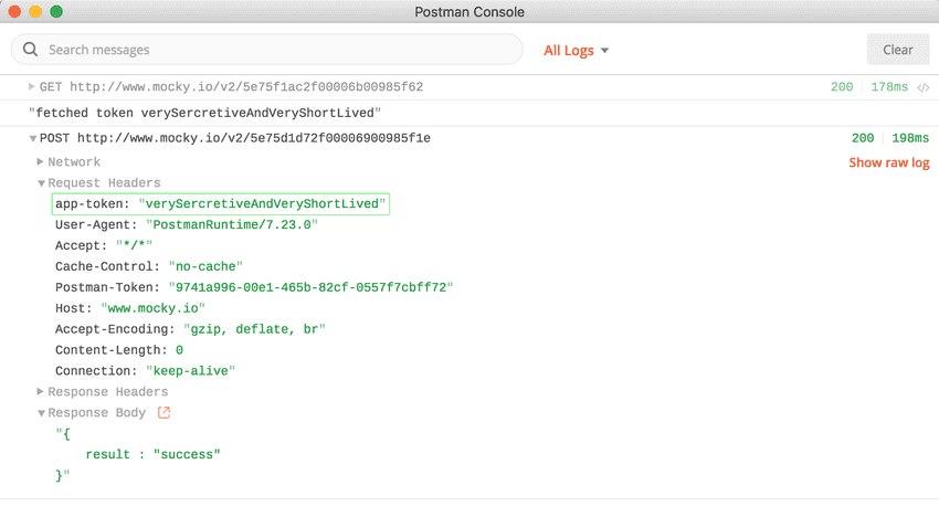 Postman Console